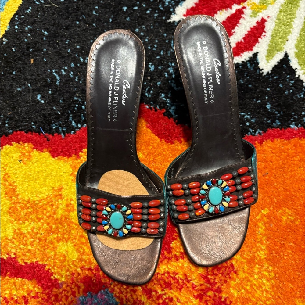 Donald J. Pliner Women's Beaded Sandals - Black and Brown